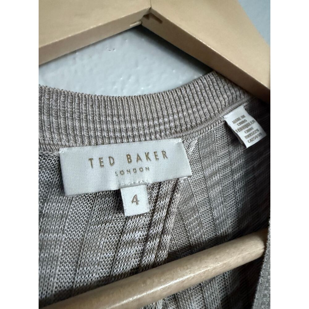 TED BAKER tan stretch Rayon Ribbed Tank sleeveless beige Kcate blouse top - Picture 9 of 13